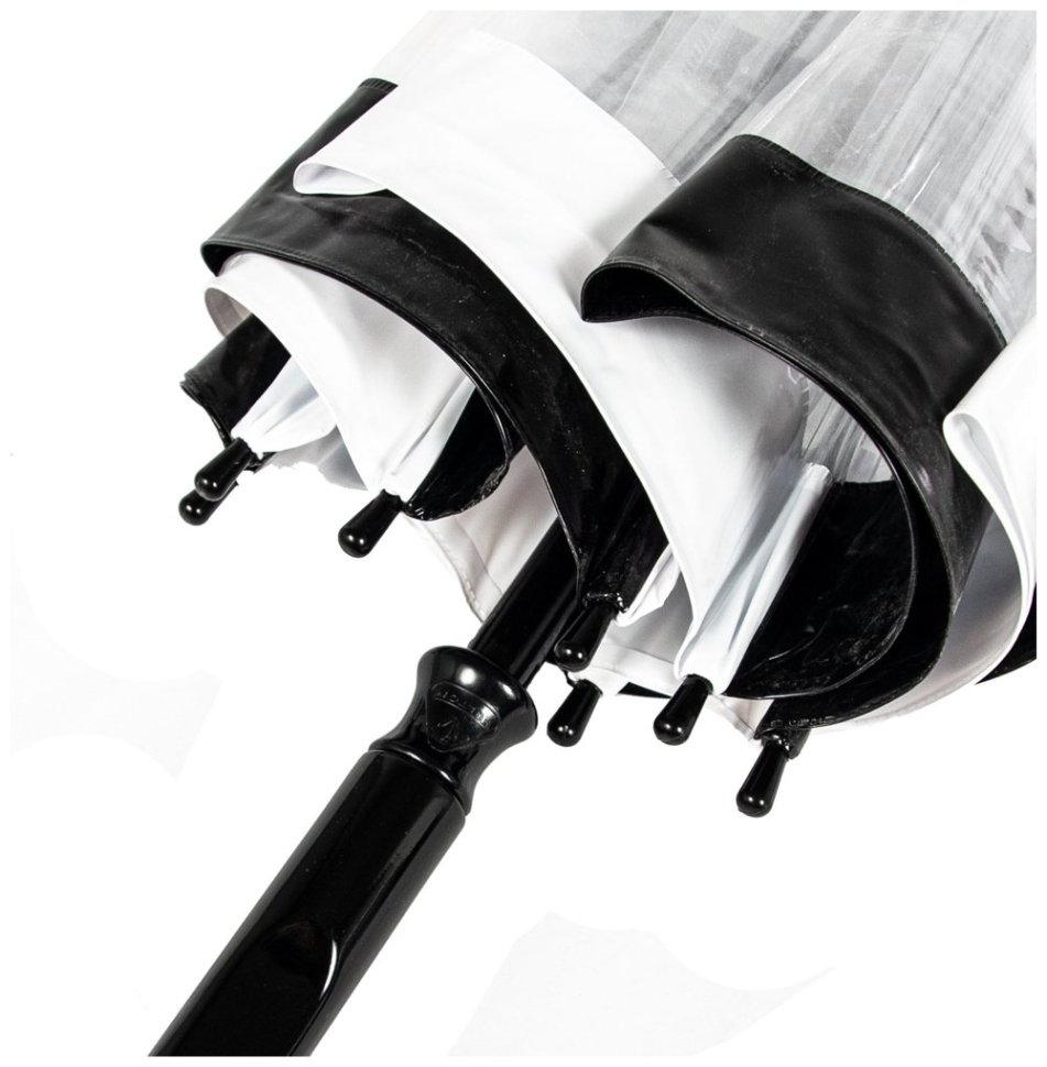 Зонт-трость женский Fulton Birdcage-1 L041 Black White (Механика, трость, прозрачный с черно-белыми вставками) 93795 modnotak фото №9