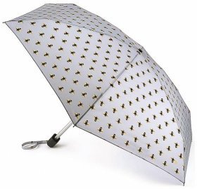 Мини-зонт женский Fulton Tiny-2 L501 Bees (механика, складной, серого цвета с принтом пчёл) 93895