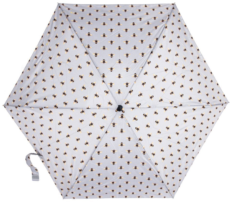 Мини-зонт женский Fulton Tiny-2 L501 Bees (механика, складной, серого цвета с принтом пчёл) 93895 modnotak фото №5