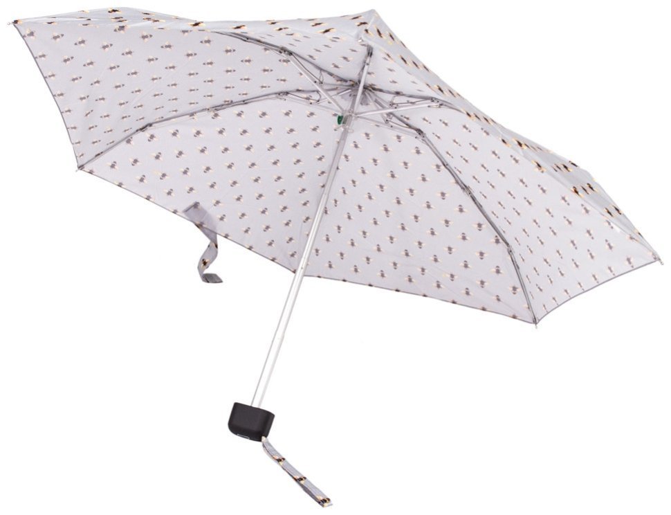 Мини-зонт женский Fulton Tiny-2 L501 Bees (механика, складной, серого цвета с принтом пчёл) 93895 modnotak фото №6