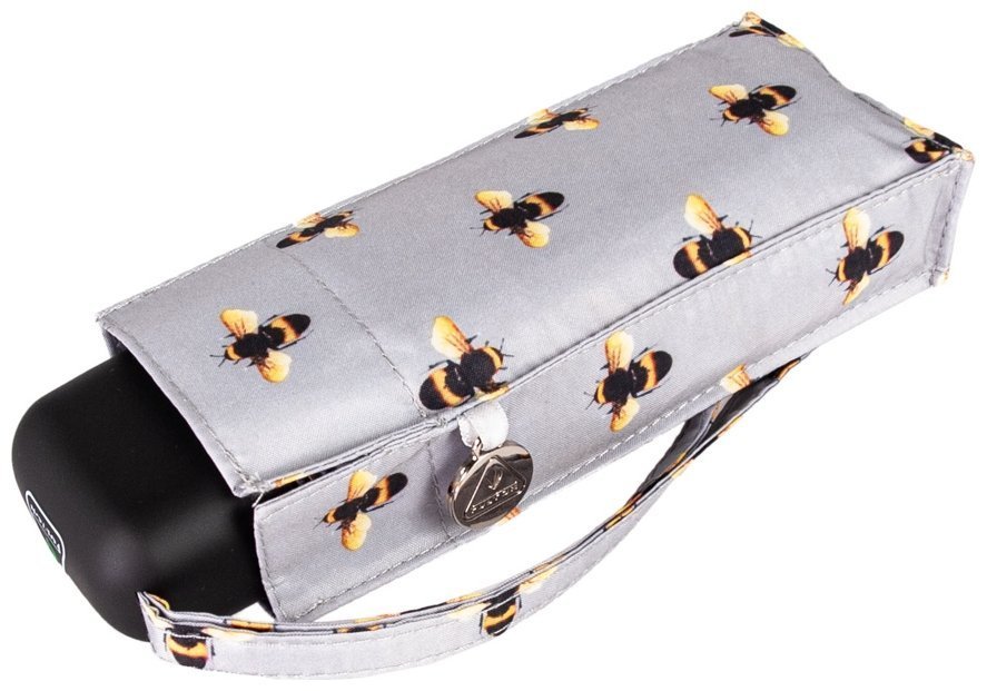 Мини-зонт женский Fulton Tiny-2 L501 Bees (механика, складной, серого цвета с принтом пчёл) 93895 modnotak фото №7