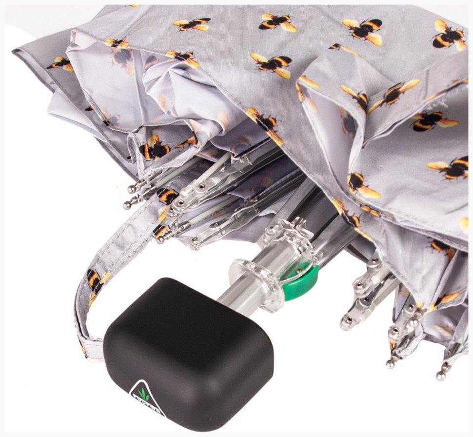 Мини-зонт женский Fulton Tiny-2 L501 Bees (механика, складной, серого цвета с принтом пчёл) 93895 modnotak фото №8