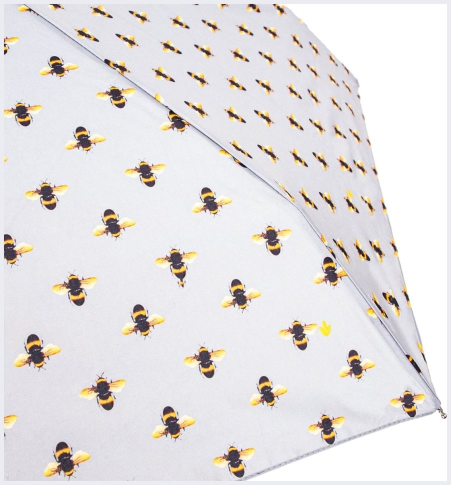 Мини-зонт женский Fulton Tiny-2 L501 Bees (механика, складной, серого цвета с принтом пчёл) 93895 modnotak фото №10