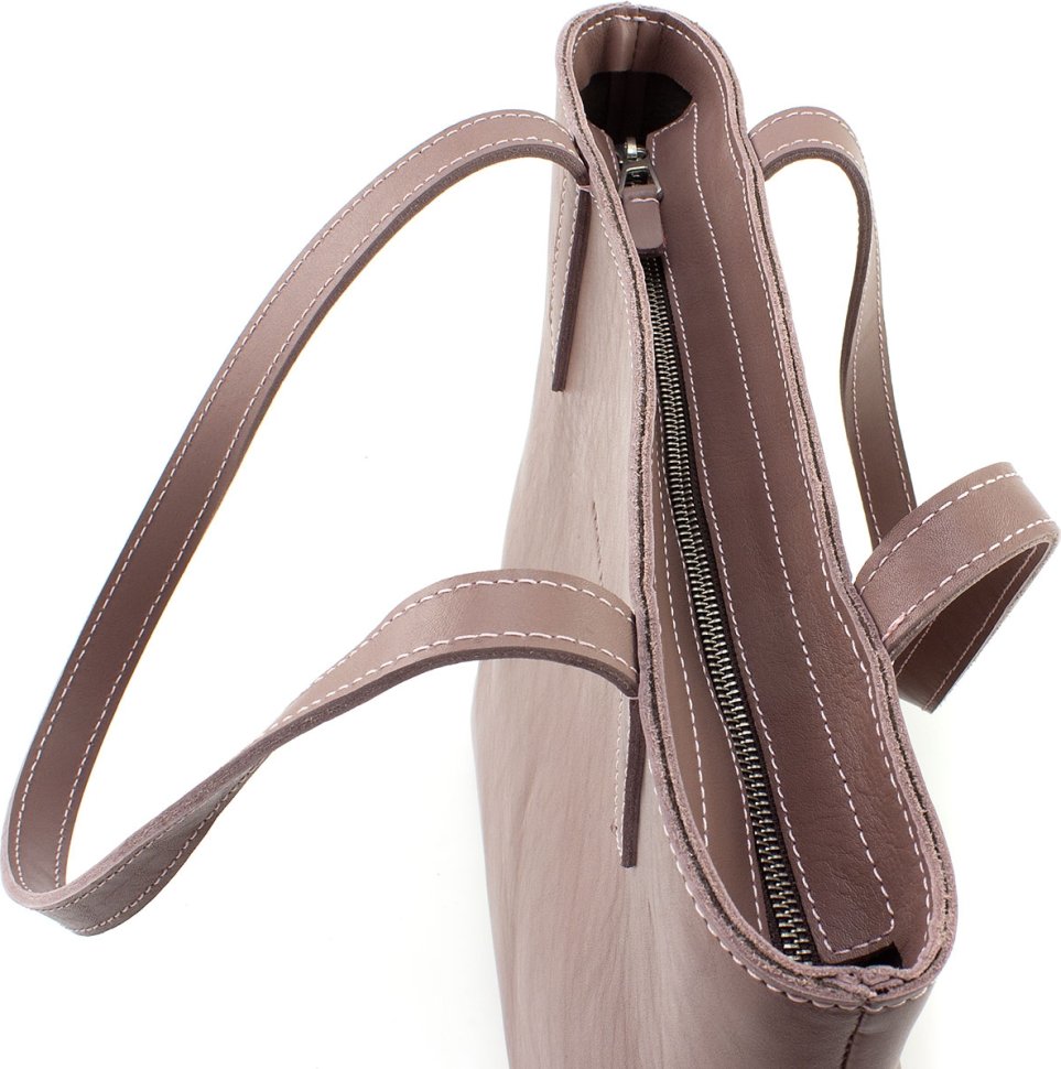 Просторная женская сумка с ручками из натуральной итальянской кожи темно-бежевого цвета Grande Pelle (19077)