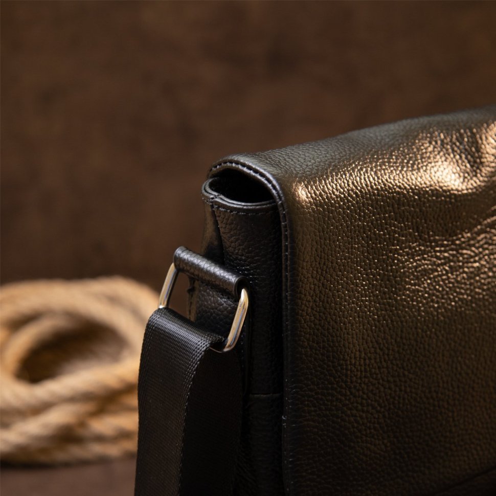 Мужская классическая сумка из натуральной кожи на плечо с клапаном Vintage (20410)