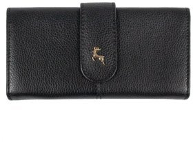 Вместительная женский кожаный кошелек черного цвета Ashwood 94195 (Великобритания)