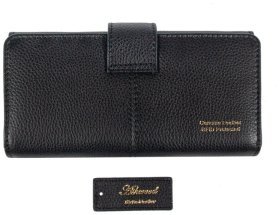 Вместительная женский кожаный кошелек черного цвета Ashwood 94195 (Великобритания)