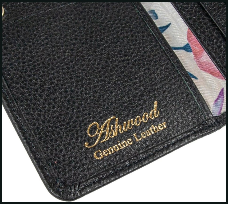 Вместительная женский кожаный кошелек черного цвета Ashwood 94195 (Великобритания) фото №8 Вместительная женский кожаный кошелек черного цвета Ashwood 94195 (Великобритания) modnotak фото №8