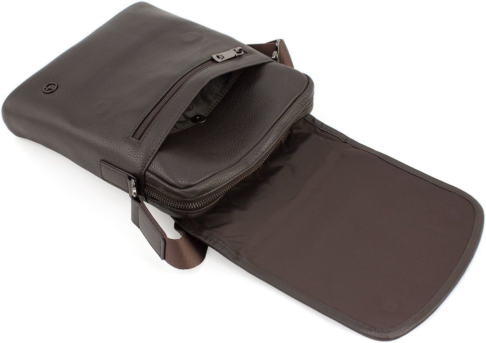 Чоловіча сумка через плече з натуральної шкіри з клапаном на магнітах HT Leather (64295)