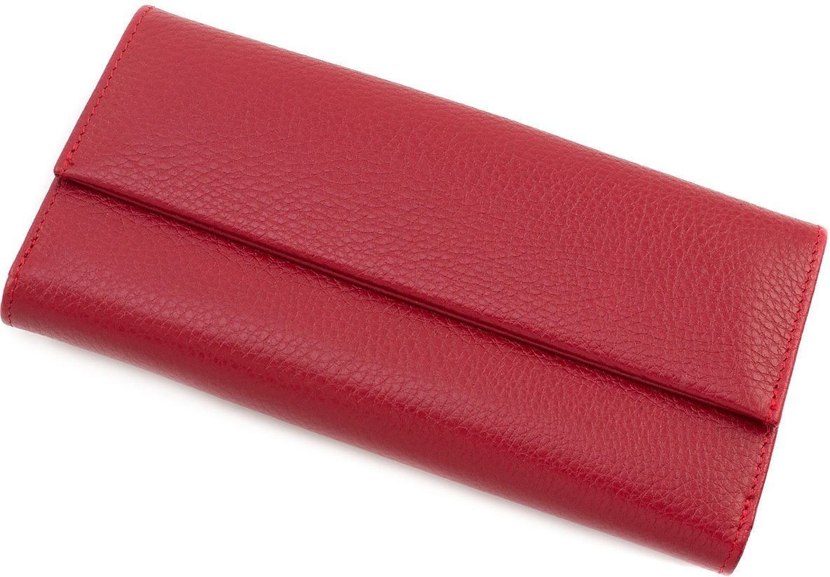 Длинный кошелек красного цвета из фактурной кожи на кнопке Tony Bellucci (10823)