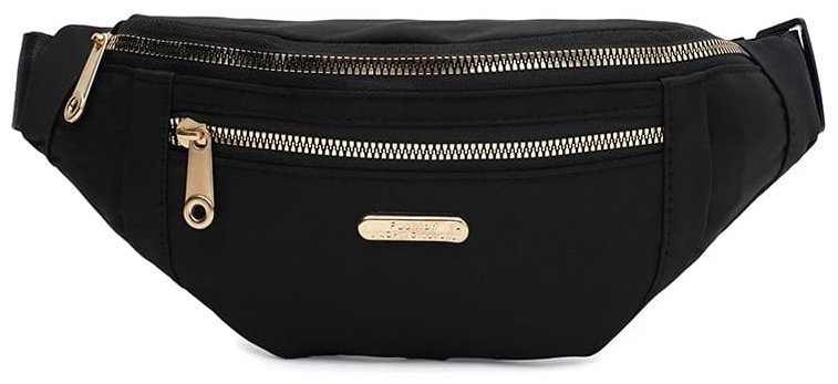 Сумка бананка для женщин из прочного текстиля черного цвета Monsen 104495 modnotak фото №1