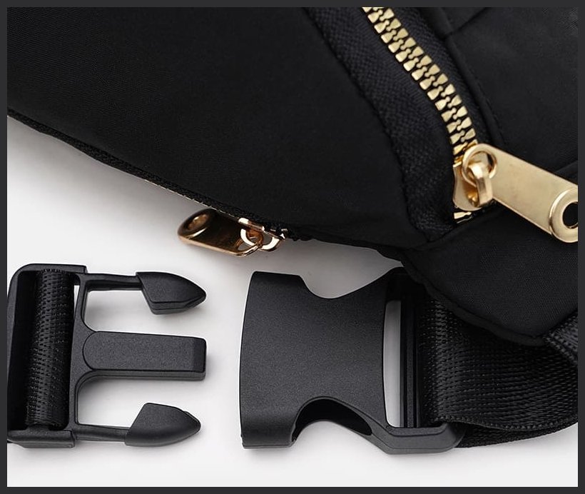 Сумка бананка для женщин из прочного текстиля черного цвета Monsen 104495 modnotak фото №4