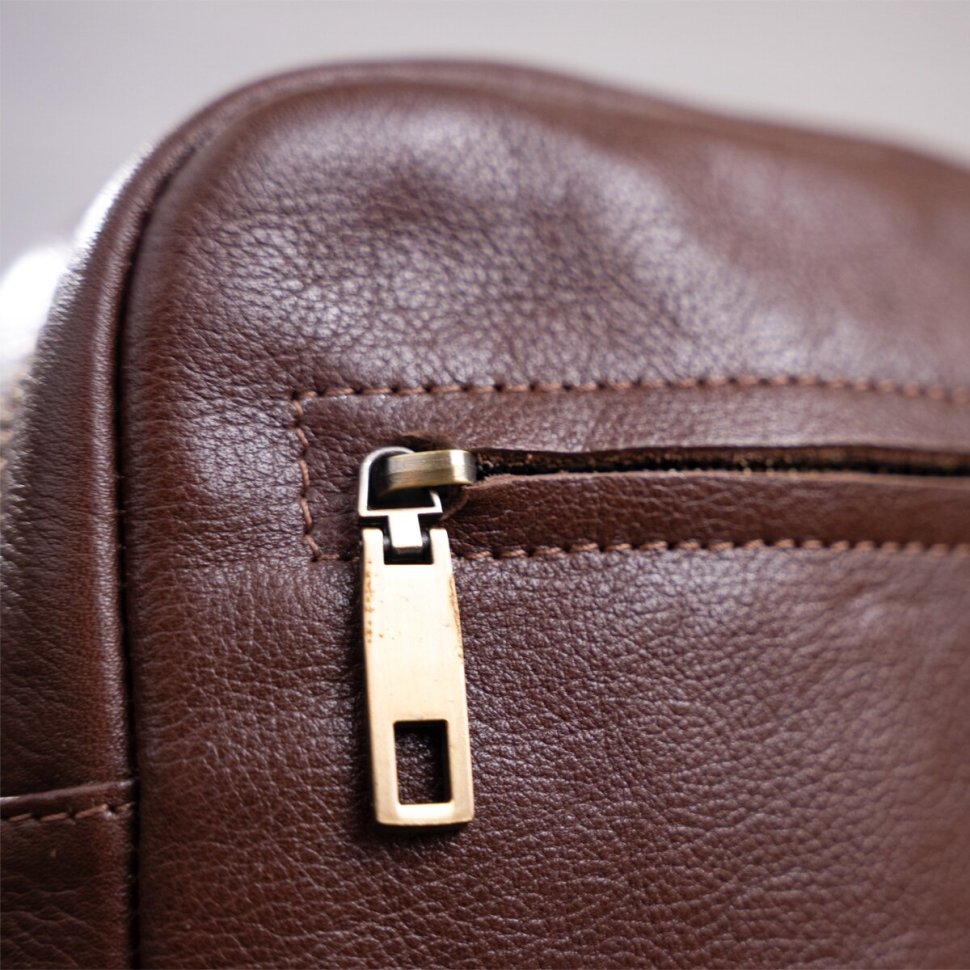 Чоловіча компактна сумка сумка-планшет із коричневої шкіри SHVIGEL (19103)