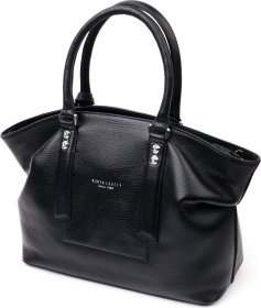 Вместительная кожаная женская сумка черного цвета с ручками KARYA (2420881)