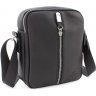 Вертикальная черная сумка из натуральной кожи с серебристой фурнитурой Leather Collection (11133) - 1