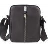 Вертикальна чорна сумка з натуральної шкіри з сріблястою фурнітурою Leather Collection (11133) - 4