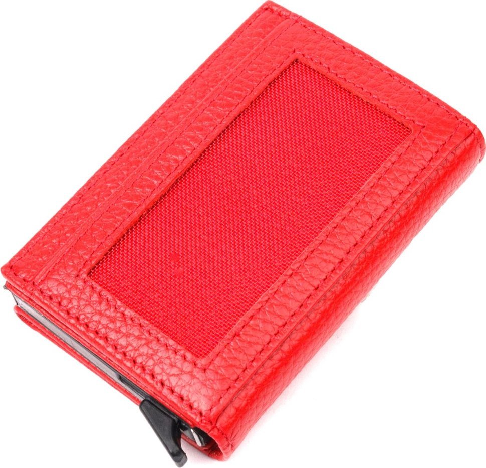 Красная карманная визитница из фактурной кожи KARYA (2420981)