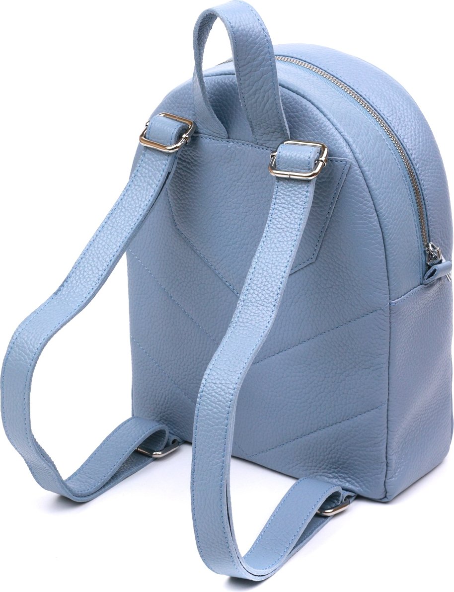 Голубой женский рюкзак из натуральной кожи с фиксацией на молнию Shvigel (16318)