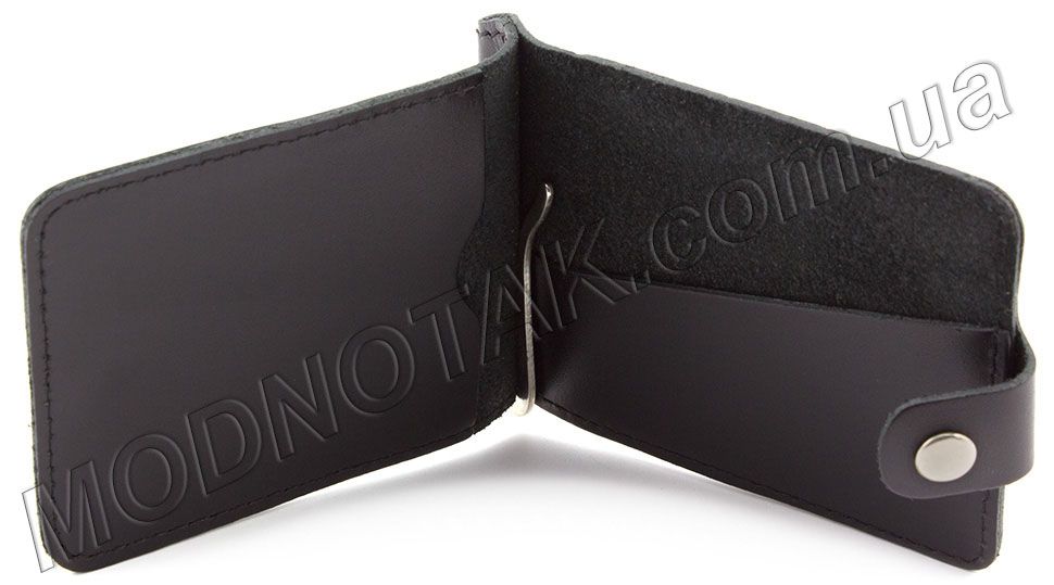 Черный зажим для купюр с фиксацией на кнопку ST Leather (17826)