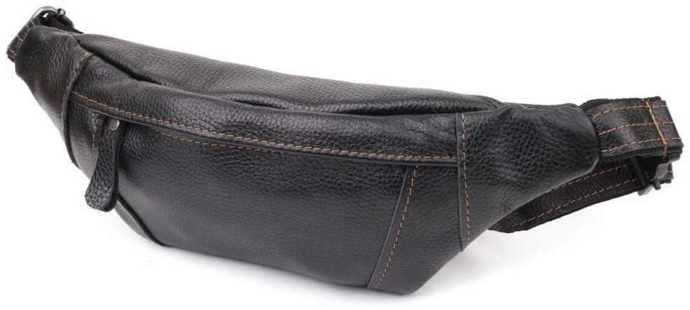 Мужская сумка-бананка из натуральной кожи флотар черного цвета Shvigel 95095 фото №1 Мужская сумка-бананка из натуральной кожи флотар черного цвета Shvigel 95095 modnotak фото №1