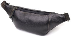 Чоловіча сумка-бананка з натуральної шкіри флотар чорного кольору Shvigel 95095