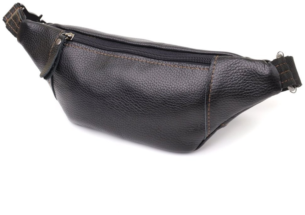 Мужская сумка-бананка из натуральной кожи флотар черного цвета Shvigel 95095 фото №2 Мужская сумка-бананка из натуральной кожи флотар черного цвета Shvigel 95095 modnotak фото №2