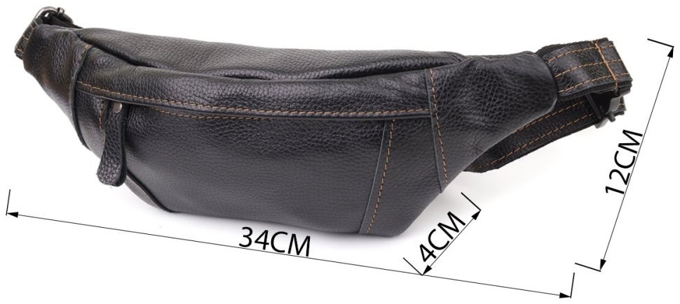 Мужская сумка-бананка из натуральной кожи флотар черного цвета Shvigel 95095 фото №3 Мужская сумка-бананка из натуральной кожи флотар черного цвета Shvigel 95095 modnotak фото №3