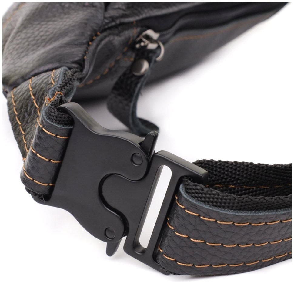 Мужская сумка-бананка из натуральной кожи флотар черного цвета Shvigel 95095 фото №5 Мужская сумка-бананка из натуральной кожи флотар черного цвета Shvigel 95095 modnotak фото №5