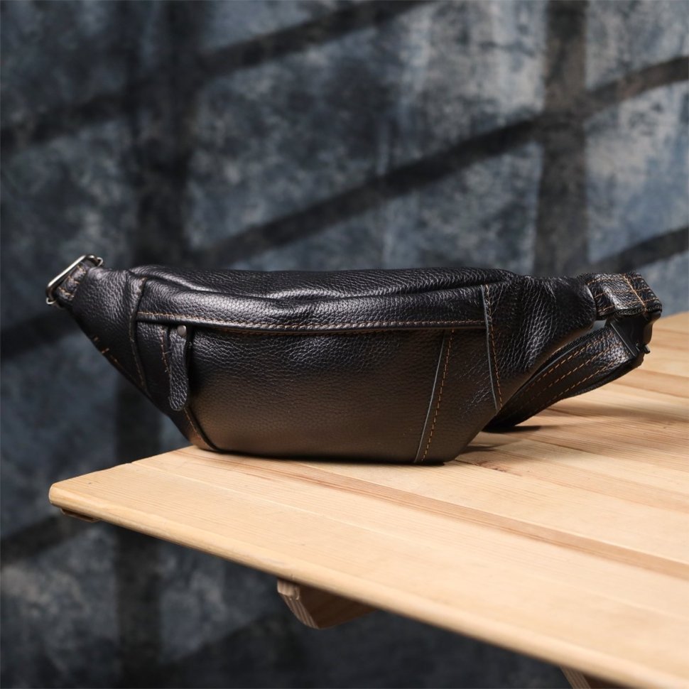 Мужская сумка-бананка из натуральной кожи флотар черного цвета Shvigel 95095 фото №8 Мужская сумка-бананка из натуральной кожи флотар черного цвета Shvigel 95095 modnotak фото №8