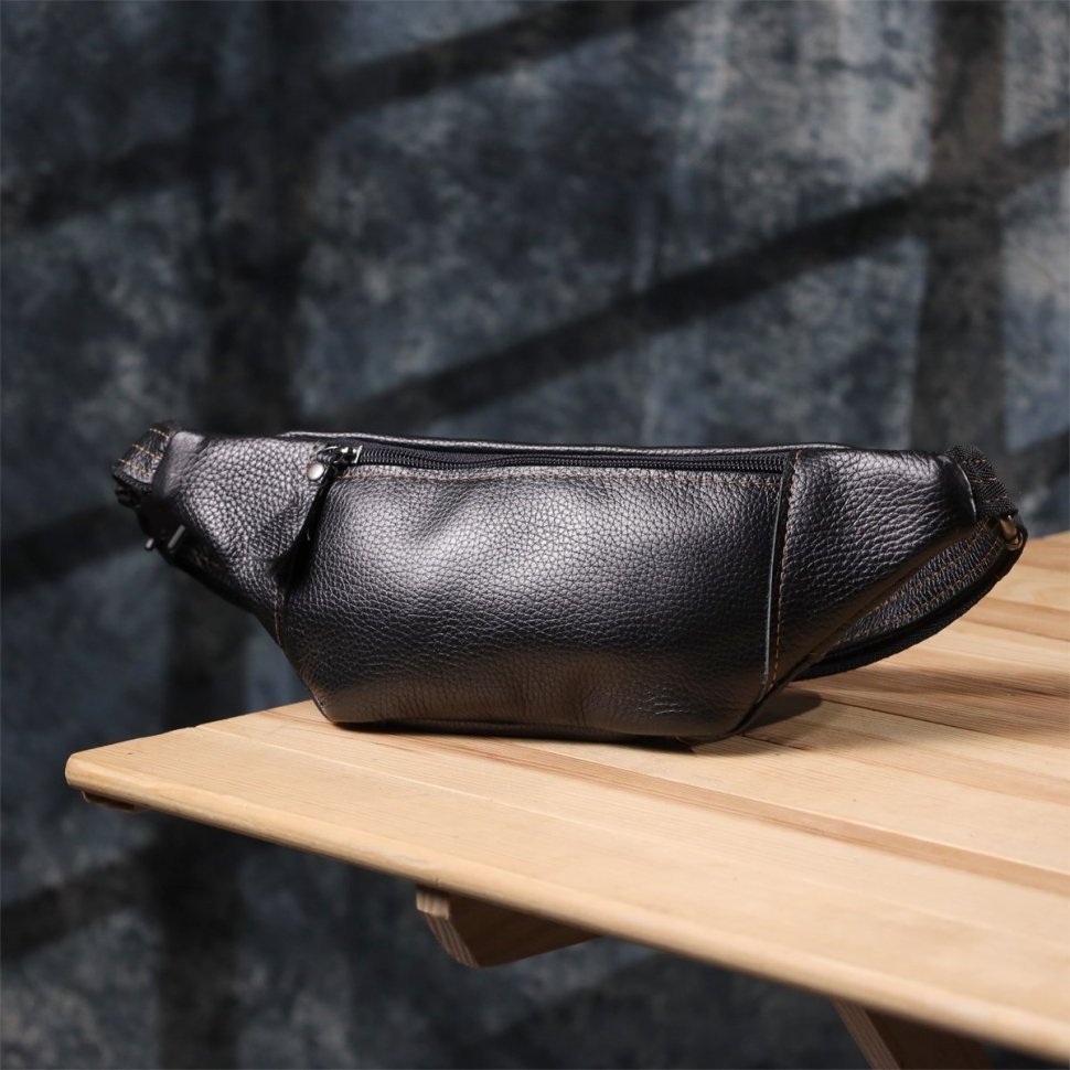 Мужская сумка-бананка из натуральной кожи флотар черного цвета Shvigel 95095 фото №9 Мужская сумка-бананка из натуральной кожи флотар черного цвета Shvigel 95095 modnotak фото №9