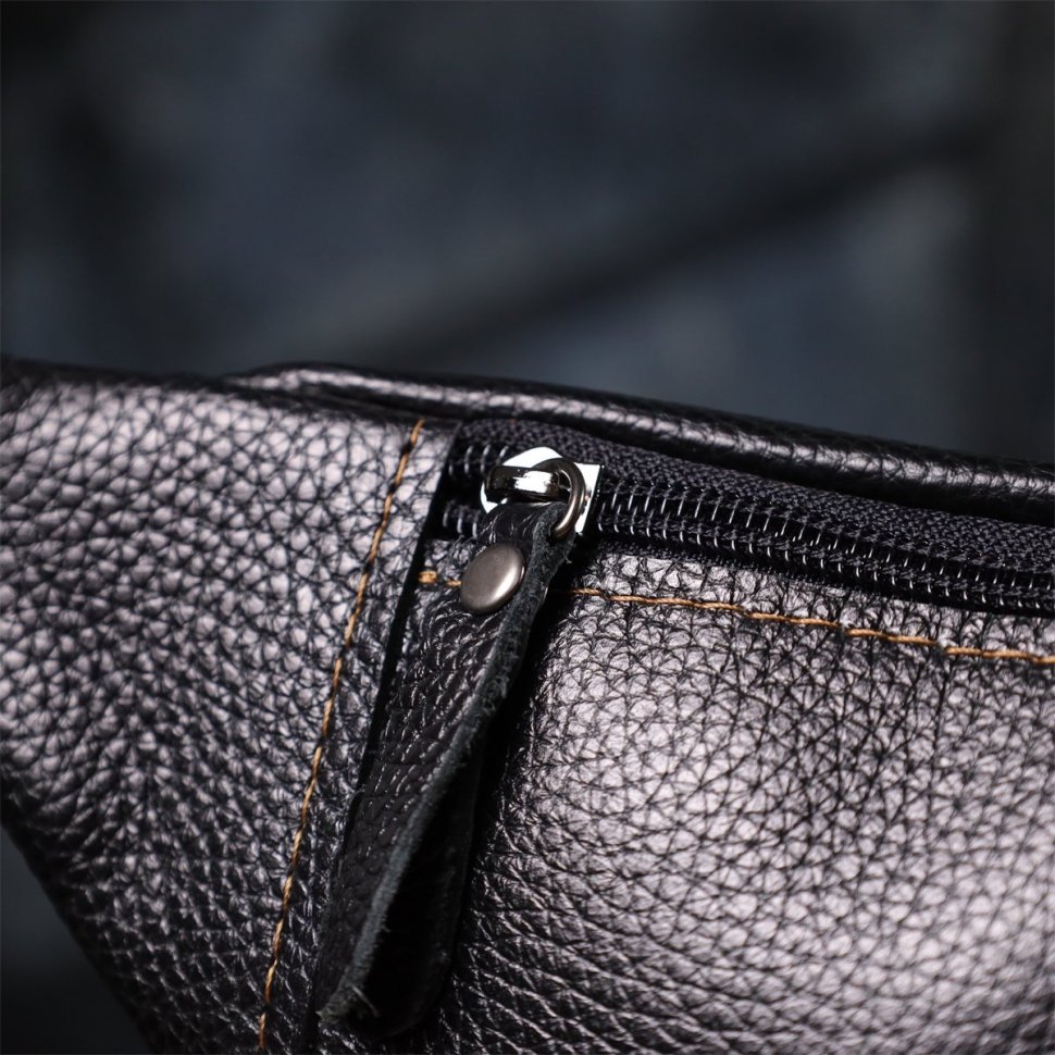 Мужская сумка-бананка из натуральной кожи флотар черного цвета Shvigel 95095 фото №10 Мужская сумка-бананка из натуральной кожи флотар черного цвета Shvigel 95095 modnotak фото №10