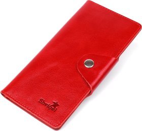 Червоний жіночий вертикальний купюрник зі шкіри алькор на кнопках SHVIGEL (2416172)