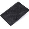 Шкіряна обкладинка на паспорт з ромбами чорного кольору SHVIGEL (2413973) - 1