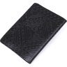 Шкіряна обкладинка на паспорт з ромбами чорного кольору SHVIGEL (2413973) - 3