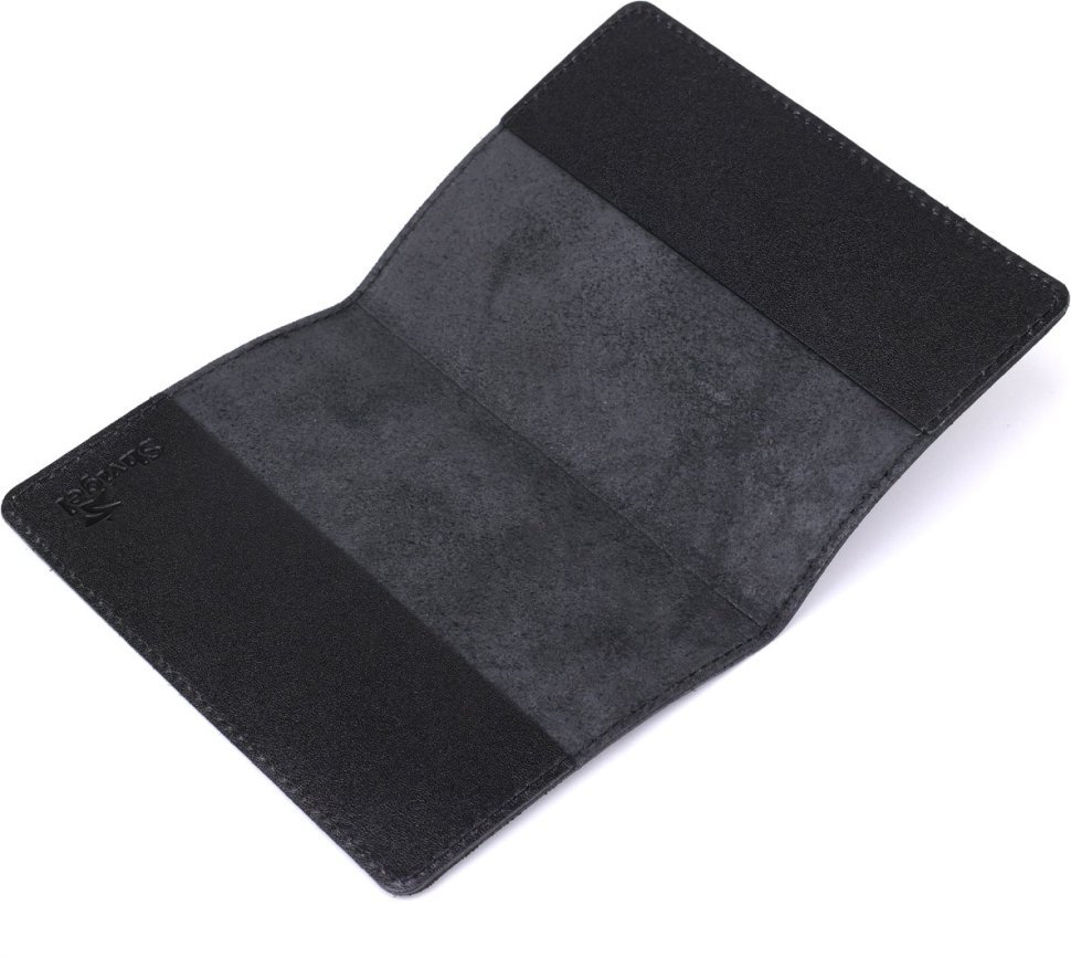 Кожаная обложка на паспорт с ромбами черного цвета SHVIGEL (2413973)