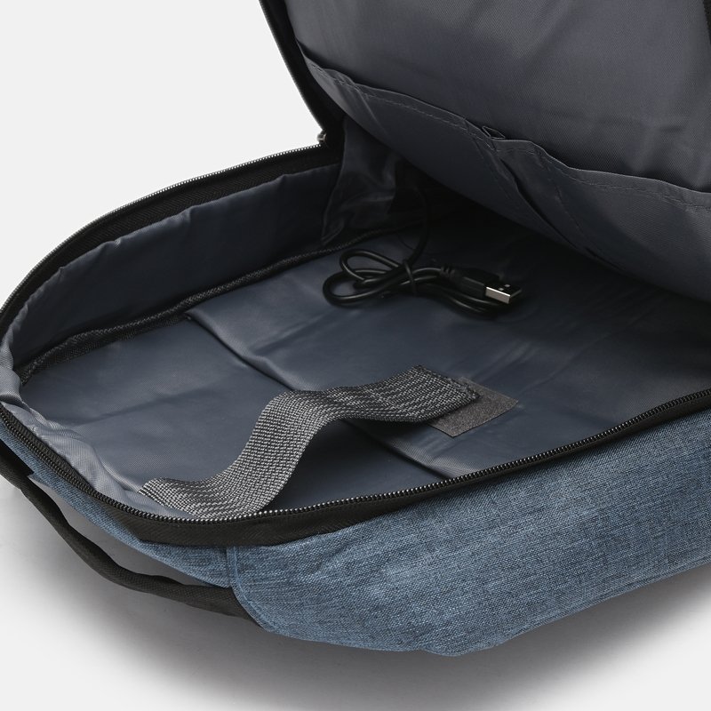 Чоловічий рюкзак синього кольору з поліестеру із відсіком під ноутбук Monsen (56895)
