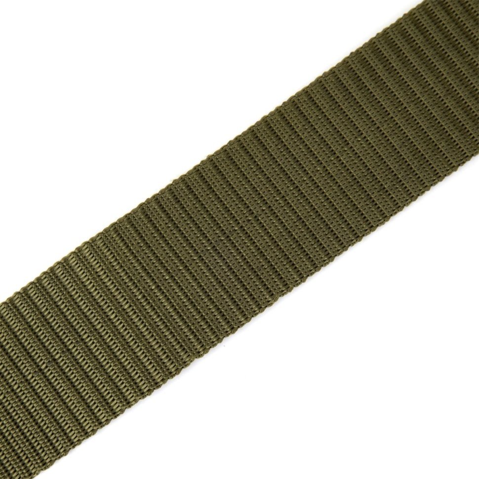 Текстильний чоловічий ремінь зеленого кольору з чорною пряжкою Vintage (2420549)