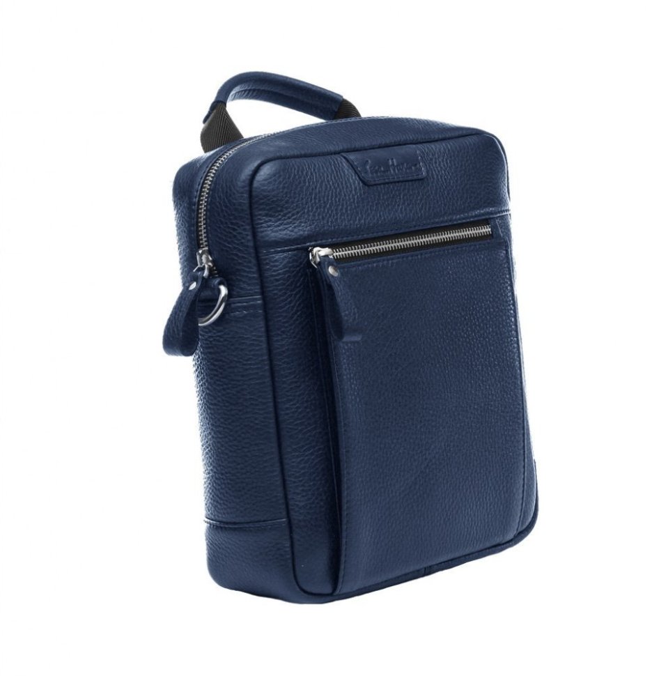 Чоловіча повсякденна шкіряна сумка-барсетка синього кольору Issa Hara (21180)