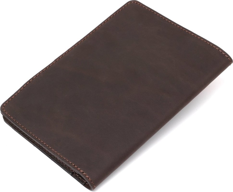 Матова шкіряна обкладинка для документів у коричневому кольорі Shvigel (2416517)
