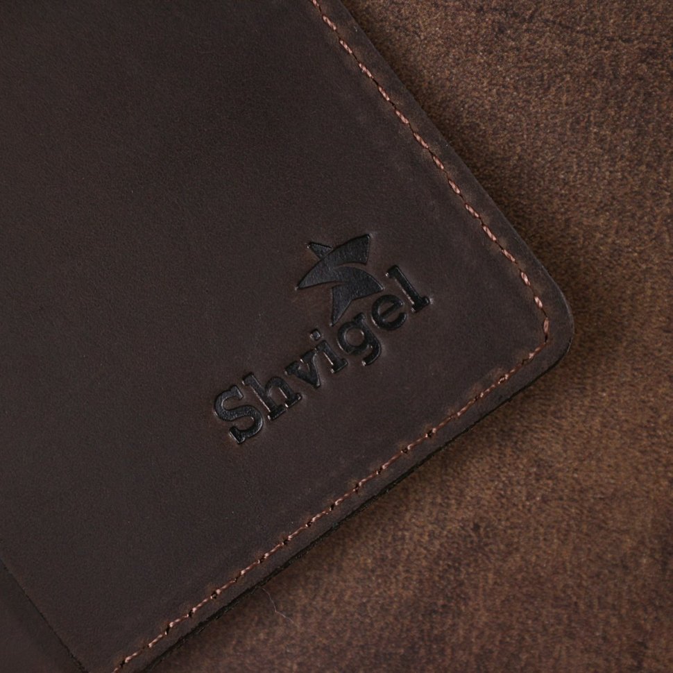 Матовая кожаная обложка для документов в коричневом цвете Shvigel (2416517)