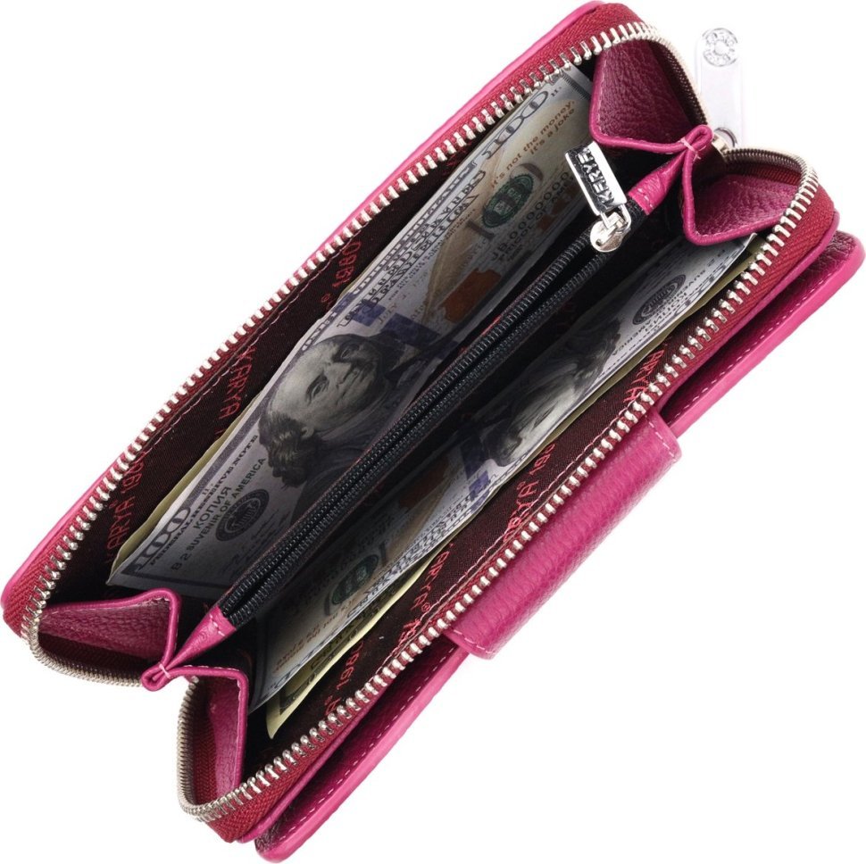 Яркий вместительный женский кошелек из натуральной кожи высокого качества KARYA (2421160)