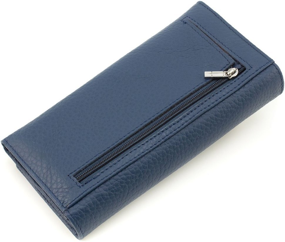 Синий женский кошелек из натуральной кожи с клапаном на кнопке ST Leather 1767395