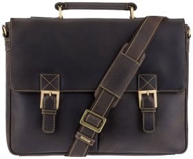 Чоловічий діловий портфель із вінтажної шкіри коричневого кольору Visconti Berlin 77395