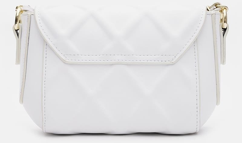 Біла жіноча шкіряна сумка-кроссбоді маленького розміру з клапаном Keizer (22051)