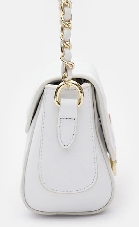 Белая женская кожаная сумка-кроссбоди маленького размера с клапаном Keizer (22051)