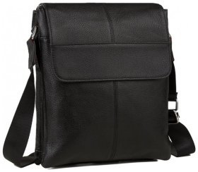 Черная мужская вертикальная сумка через плечо из фактурной кожи Tiding Bag 77495