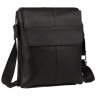 Чорна чоловіча вертикальна сумка через плече із фактурної шкіри Tiding Bag 77495 - 1