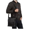 Чорна чоловіча вертикальна сумка через плече із фактурної шкіри Tiding Bag 77495 - 2