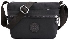 Чорна жіноча текстильна сумка-месенджер з однією лямкою Confident 77595