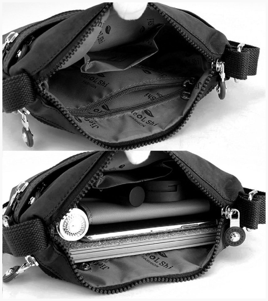 Черная женская текстильная сумка-мессенджер с одной лямкой Confident 77595